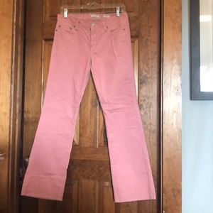 Pink Corduroy Mid- rise Flairs